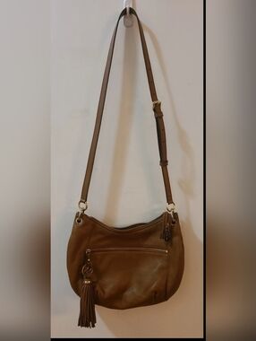 Michael Kors One-Shoulder Crossbody Bag in a Chestnut Brown Pebbled Leather
